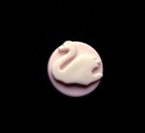 B10970 12mm Pink and White Swan Design Shank Button - Ribbonmoon