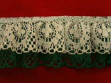 L081 5cm Holly Green and Natural Lightly Frilled Double Polyester Lace - Ribbonmoon