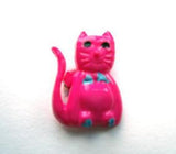 B17786 16mm Shocking Pink Cat Shaped Novelty Shank Button