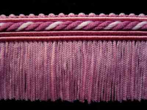 FT1863 4cm Dusky Rose and Pale Mauve Pink Cut Fringe on a Corded Braid - Ribbonmoon