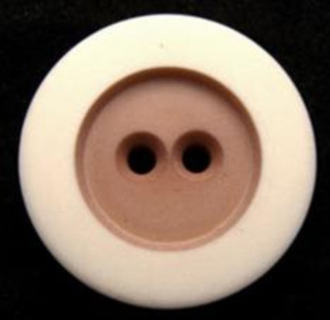 B7489 23mm Ivory and Ecru Beige Matt Chunky 2 Hole Button - Ribbonmoon