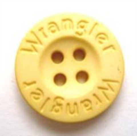 B5716 18mm Pale Jasmine Matt 4 Hole Button, Enraved Lettered, Wrangler - Ribbonmoon