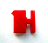 B7046 13mm Letter H Alphabet Shank Button Red