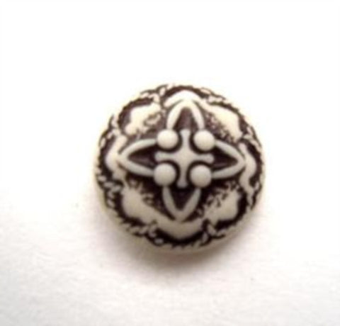 B15532 15mm Bone and Dark Grey Shank Button - Ribbonmoon