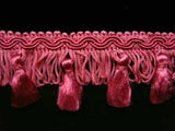 FT1403 43mm Dusky Hot Pink Tassel Fringe on a Decorated Braid - Ribbonmoon