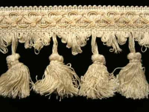 FT582 82mm Cream Tassel Fringe on a Decorated Braid - Ribbonmoon