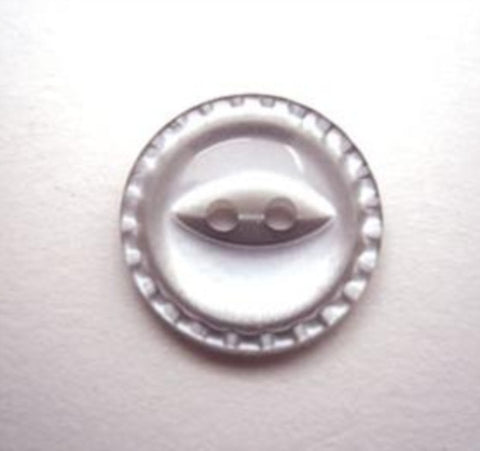 B11200 16mm Pearlised Blue Grey 2 Hole Fish Eye Button with a Mill Edge - Ribbonmoon