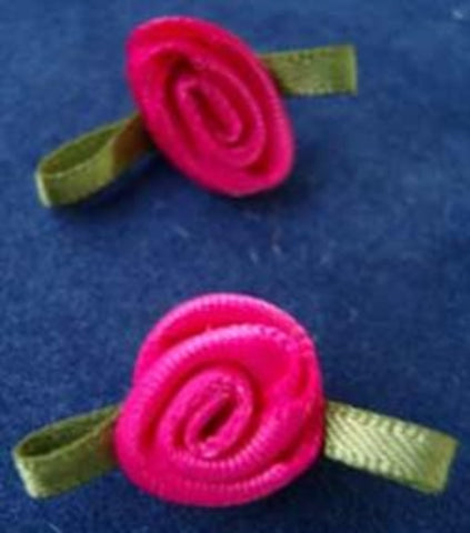 RB241 24mm Shocking Pink Satin Ribbon Rose - Ribbonmoon