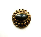 B9988 15mm Navy Shank Button with a Gilded Poly Brass Rim - Ribbonmoon