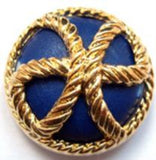 B14934 25mm Light Navy and Gilded Gold Shank Button - Ribbonmoon