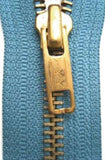 Z4062 YKK 18cm Dusky Saxe Blue Closed End No.5 Zip with Brass Teeth - Ribbonmoon