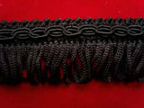 FT979 28mm Black Looped Fringe on a Decorated Braid - Ribbonmoon