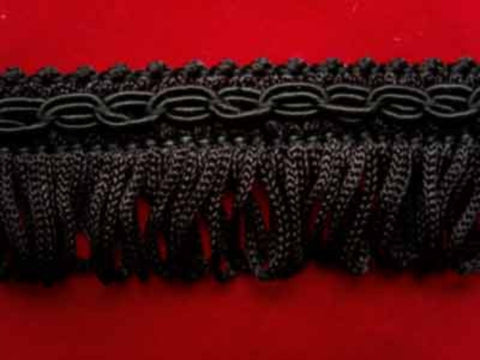 FT979 28mm Black Looped Fringe on a Decorated Braid - Ribbonmoon