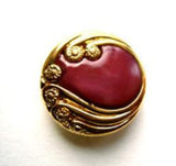 B11831 18mm Gilded Coppery Gold Poly and Wine Shank Button