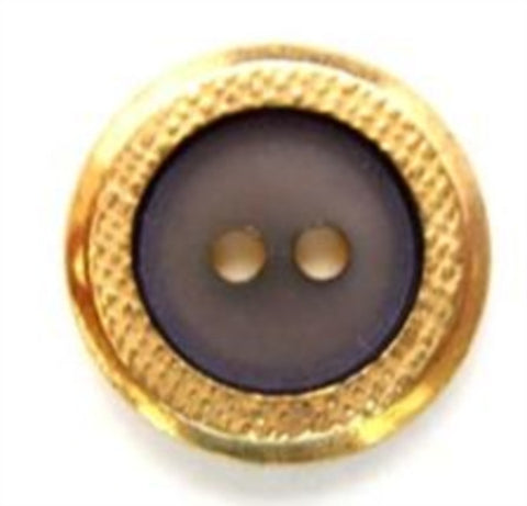 B6055 19mm Grey Slate Effect Centre 2 Hole Button, Gold Metal Rim - Ribbonmoon