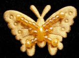 M131 Gold Bead Decorated Sew On Butterfly Motif Applique
