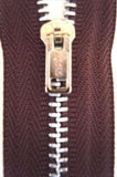 Z3041 YKK 25cm Brown Pin Lock No.3 Closed End Zip with Metal Teeth - Ribbonmoon
