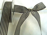 R6141 25mm Metallic Black and Silver Mesh Striped Ribbon By Berisfords - Ribbonmoon