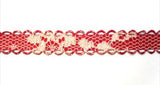 R3432C 12mm Russet Red Acetate Ribbon under a Natural Lace - Ribbonmoon