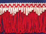 FT176 75mm Deep Red and Natural Ivory Looped Fringing