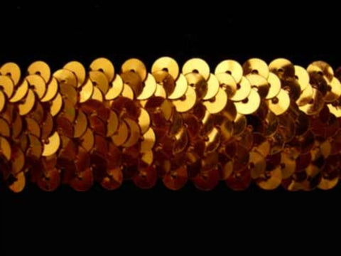 SQBRAID55 30mm Dark Gold Elasticated Stretch Sequin Braid Trim - Ribbonmoon