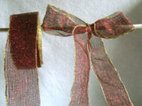 R5151 37mm Red and Black Woven Mesh Ribbon with Gold Edges - Ribbonmoon
