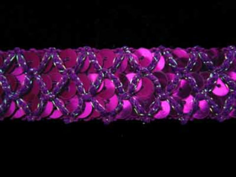 SQBRAID04 23mm Purple with Iridescent Stitching Sequin Braid - Ribbonmoon