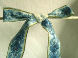R5465 33mm Blues and Yellow Flowery Print Waxed Cotton Ribbon - Ribbonmoon