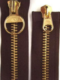 Z2752 61cm Cuban Brown Double Ended Zip, Brass Teeth No.8 - Ribbonmoon