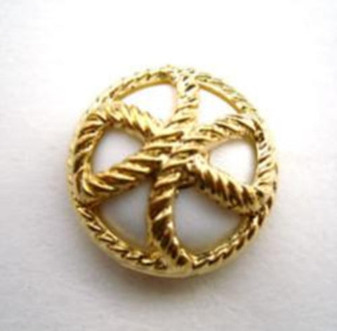 B14909 18mm White and Gilded Gold Poly Shank Button - Ribbonmoon