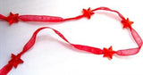R1760 14mm Red Star Beads on a 7mm Red Sheer Ribbon