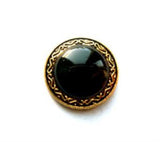 B7757 15mm Antique Gold Heavy Metal Shank Button, Black Gloss Centre - Ribbonmoon