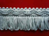 FT883 28mm Dusky Sky Blue Looped Fringe on a Decorated Braid - Ribbonmoon