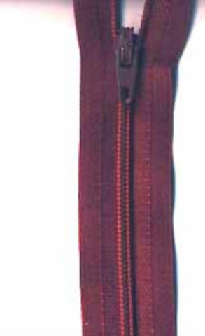 Z1499 18cm Deep Maroon Nylon Pin Lock No.3 Closed End Zip - Ribbonmoon