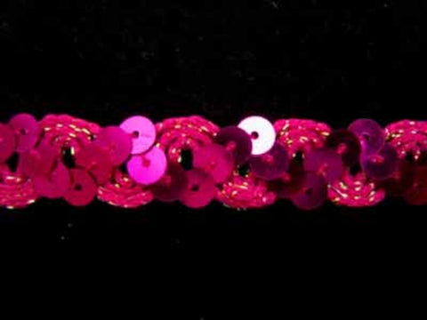 SQBRAID25 16mm Fuchsia and Hot Pink Sequin Braid, Iridescent Weave - Ribbonmoon