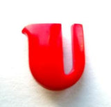 B7091 14mm Letter U Alphabet Shank Button Red