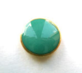 B6237 15mm Gloss Jade Green Shank Button, Gilded Gold Poly Rim - Ribbonmoon