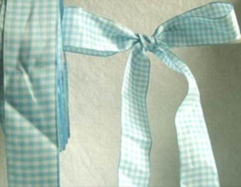 R5158 26mm Sky Blue and White Gingham Ribbon - Ribbonmoon