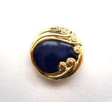 B14484 15mm Navy and Gilded Gold Poly Shank Button - Ribbonmoon