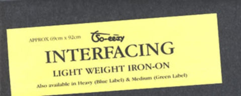 Interfacing Charcoal Light Weight Iron On 69cm x 92cm