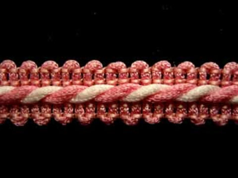 FT1785 13mm Vieux Rose Pink and Ivory Corded Braid - Ribbonmoon