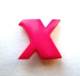 B7103 13mm Letter X Alphabet Shank Button Shocking Pink