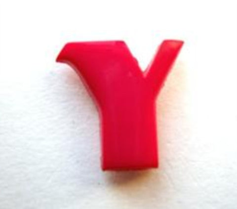 B7109 14mm Letter Y Alphabet Shank Button Shocking Pink