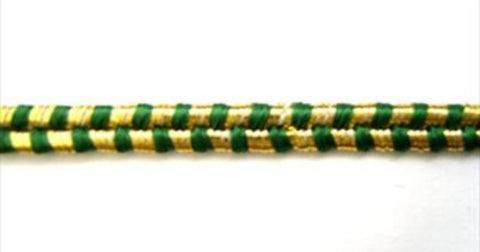 RUSSBRAID52 4mm Green and Metallic Gold Wired Russia Braid