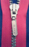 Z2378C 76cm Pink and Grey Chunky Plastic Teeth No.6 Open End Zips - Ribbonmoon