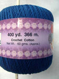 Crochet Cotton Light Navy, 366 Metres, 60 Gram Ball - Ribbonmoon