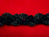 SQBRAID52 14mm Black Sequin Braid Trim - Ribbonmoon