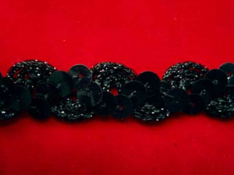 SQBRAID52 14mm Black Sequin Braid Trim - Ribbonmoon