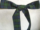 R4672 26mm Blackwatch Green and Navy Polyester Tartan Ribbon