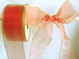 R1730 40mm Red Water Resistant Sheer Ribbon with Metallic Gold Borders.Wire Edge - Ribbonmoon